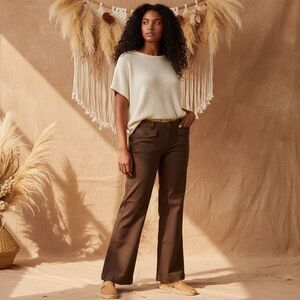 Old Navy Brown Mid Rise Utility Pants Size 14 Regular Cotton Stretch Cargo Trous